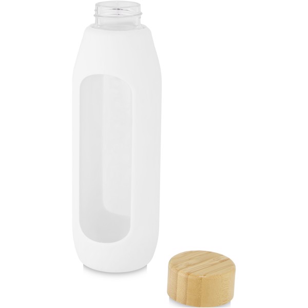 Botella de vidrio borosilicato de 600 ml con agarre de silicona "Tidan" - Blanco