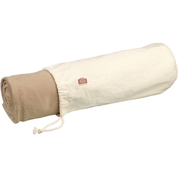 Aira RPET micro plush fleece blanket with cotton pouch