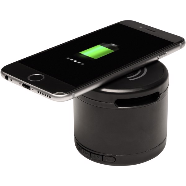 Altavoz Bluetooth® metálico con base de carga inalámbrica "Jones"