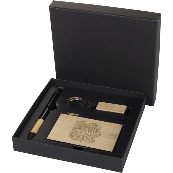 Minka RCS recycled aluminium ballpoint pen, keychain and RFID card holder gift set