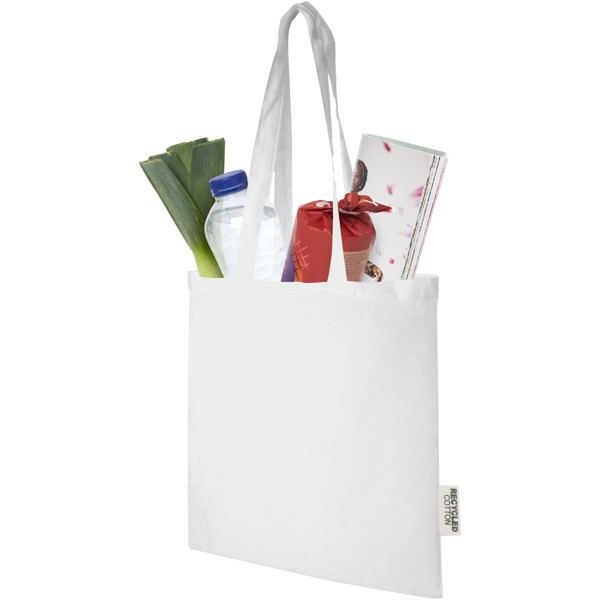 Madras 140 g/m2 GRS recycled cotton tote bag 7L - White