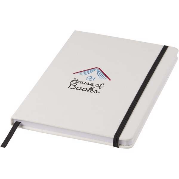 Spectrum A5 white notebook with coloured strap - White / Black