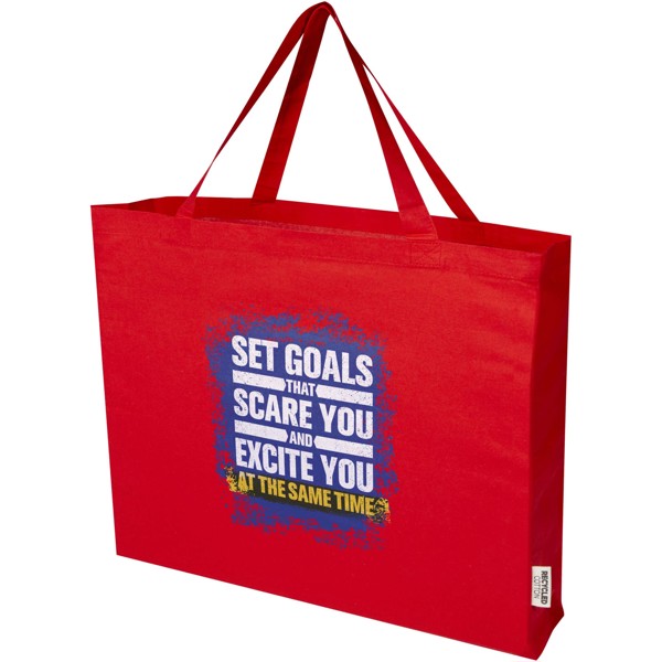 Odessa 220 g/m² GRS recycled cotton tote bag 40L - Red