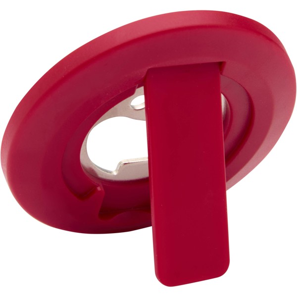 Ain recycled plastic magnetic phone stand with bottle opener - Red