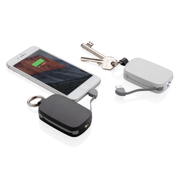 1.200 mAh Keychain Powerbank with integrated cables