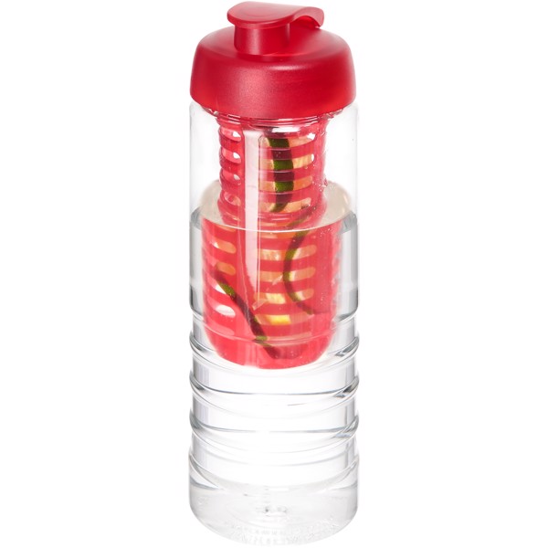 H2O Treble 750 ml lahev s vyklápěcím víčkem a infuzérem - Průhledná / Červená s efektem námrazy