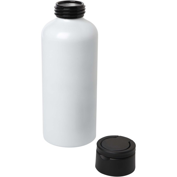 Trinity 600 ml RCS certified recycled aluminium water bottle with RPET lid - White