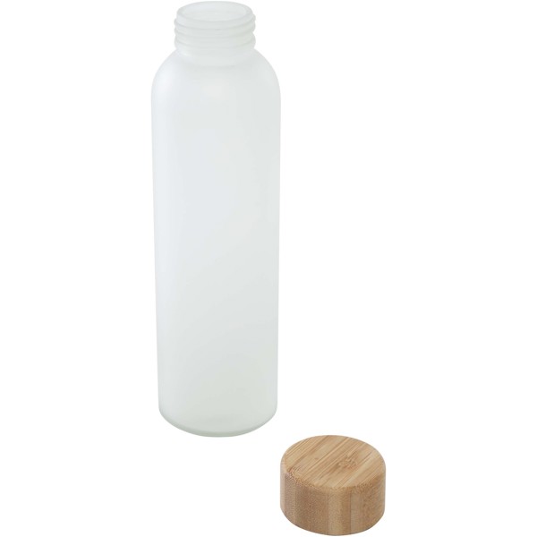 Lume 500 ml matte soda lime glass bottle with bamboo lid - White