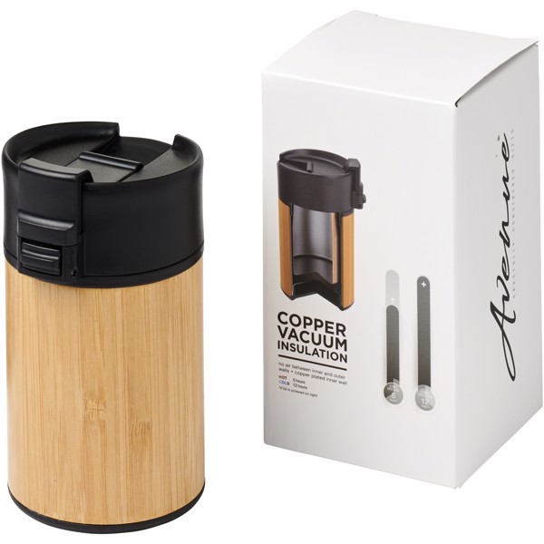 Vaso de 200 ml en bambú con aislamiento de cobre al vacío "Arca" - Negro intenso