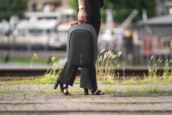 Bobby Hero Small, Anti-theft backpack - Anthracite / Grey