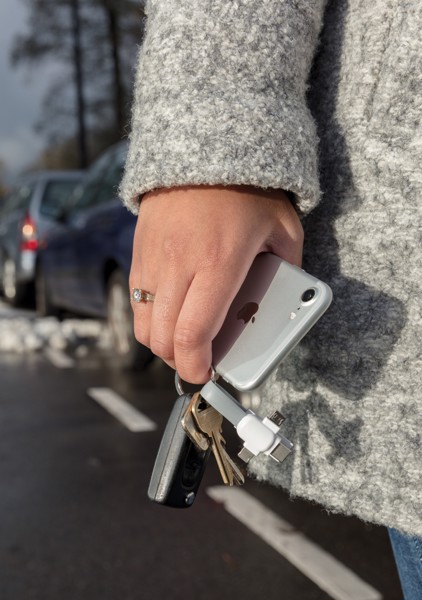 Klíčenka s kabelem 3 v 1 - Bílá / Šedá