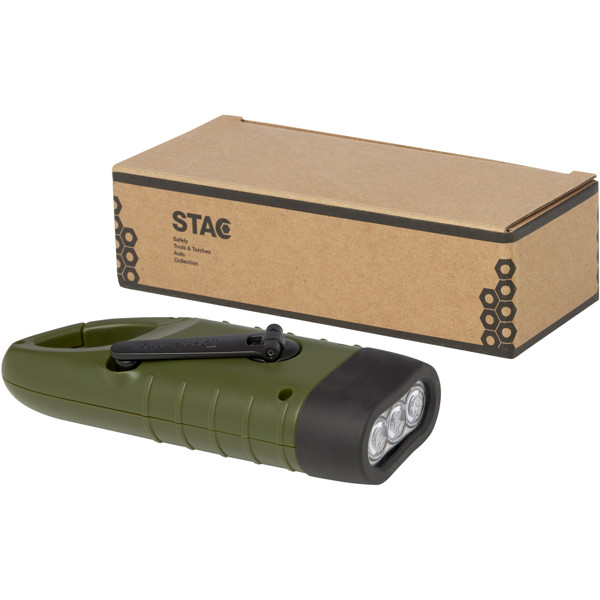 Helios recycled plastic solar dynamo flashlight with carabiner