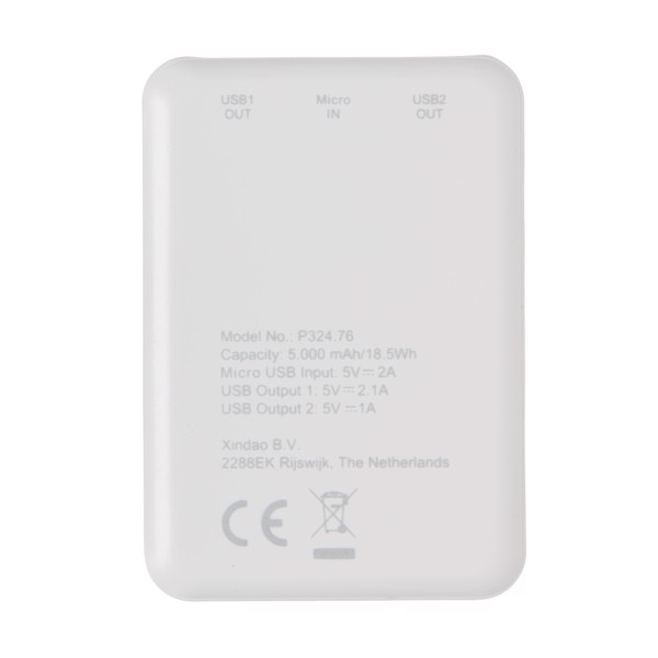 High Density 5.000 mAh Pocket Powerbank - White