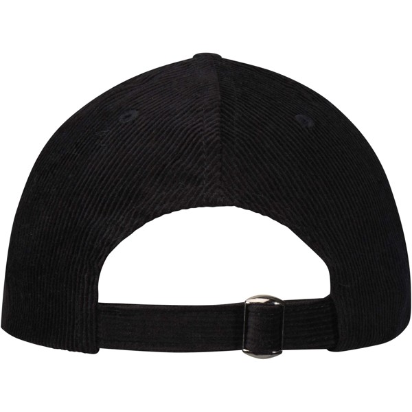 Hutton 6 panel recycled corduroy cap - Black