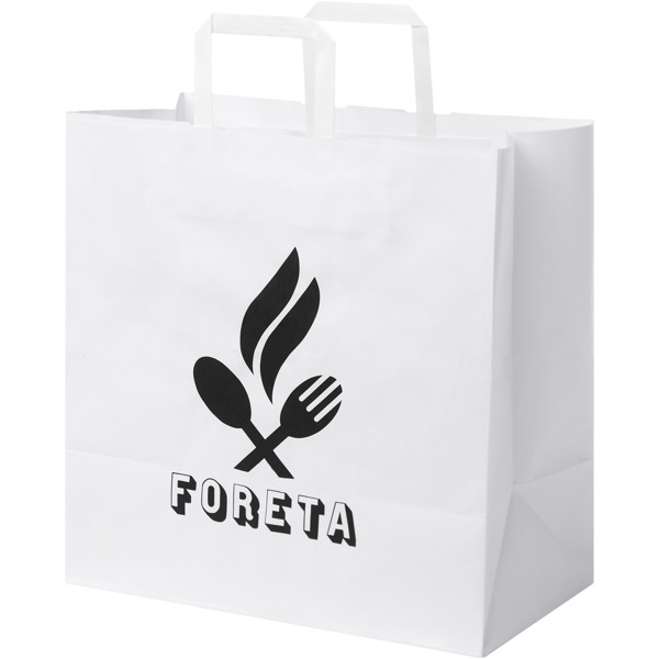 Kraft 80-90 g/m2 paper bag with flat handles - 34 x 20 x 35 cm - White