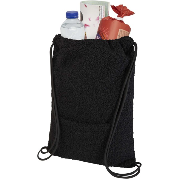 Bear GRS recycled sherpa drawstring backpack 9L - Black
