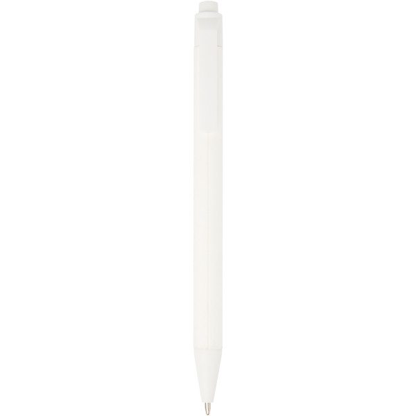 Chartik monochromatic recycled paper ballpoint pen with matte finish (black ink) - White