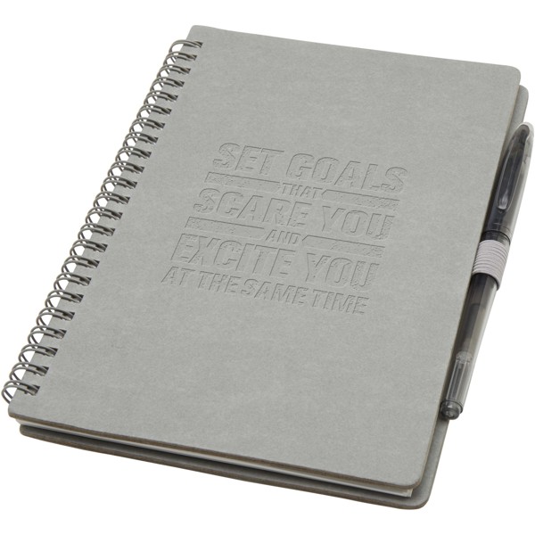 Slate A5 reusable hard cover notebook and pen set (black ink) - Grey
