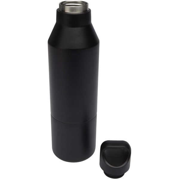 Odessy 600 ml RCS certified recycled stainless steel insulated bottle with 300 ml cup - Black