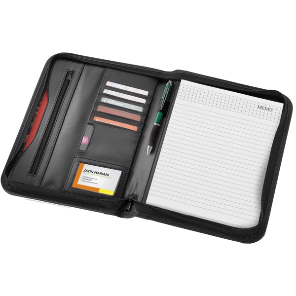 Ebony A4 zippered portfolio - Black