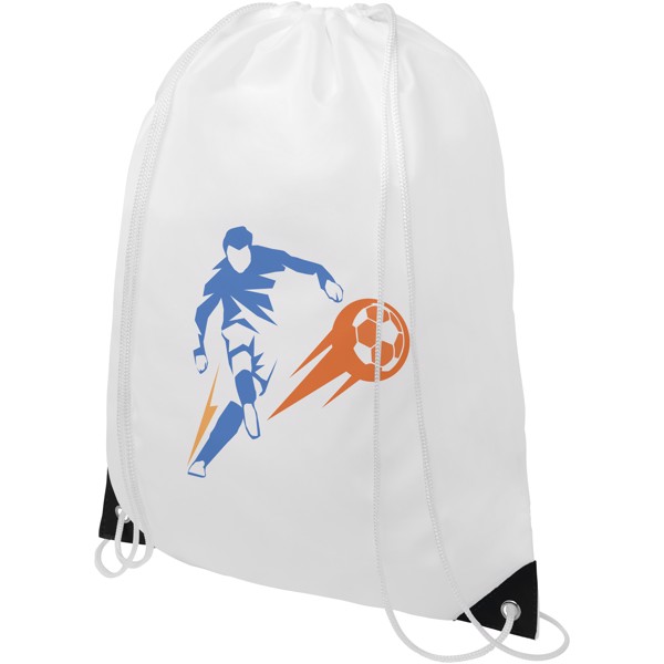 Oriole drawstring backpack with coloured corners - White / Solid black