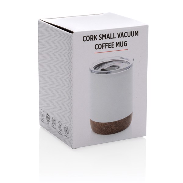 Cork small vacuum coffee mug - White