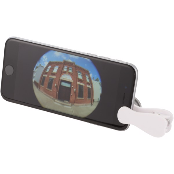 Fish-eye smartphone camera lens with clip - White / Silver