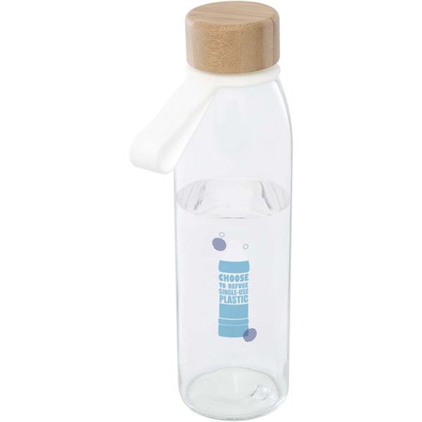 Porto 500 ml glass water bottle with silicone handle and bamboo lid - Transparent Clear