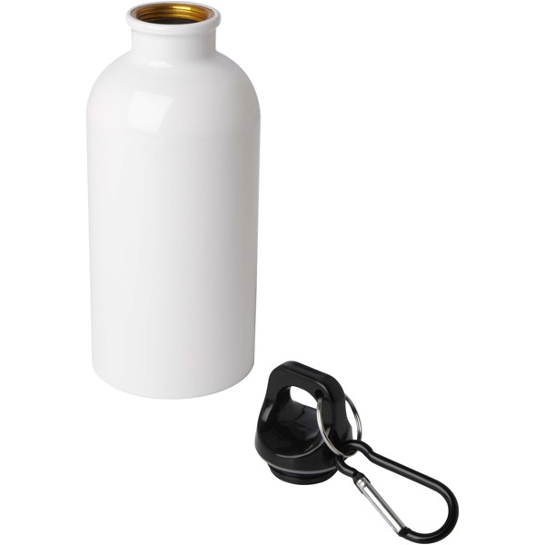 Oregon 400 ml RCS certified single wall stainless steel water bottle with carabiner - White