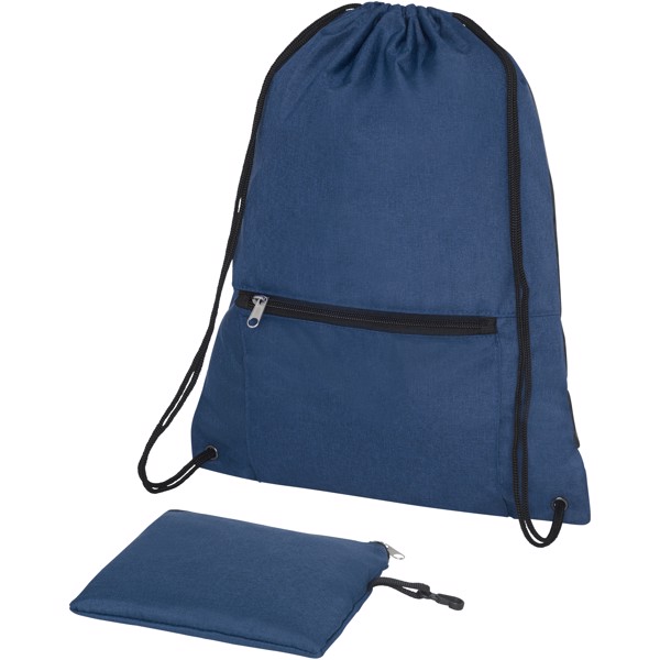 Hoss foldable drawstring backpack - Heather navy