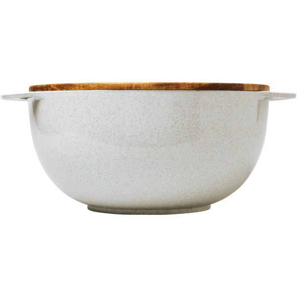 Lucha wheat straw salad bowl with servers - Grey