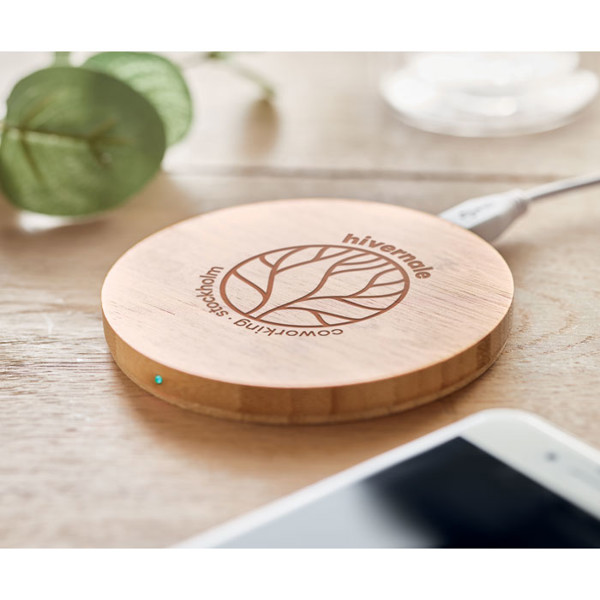 Wireless charger bamboo 5W Rundo