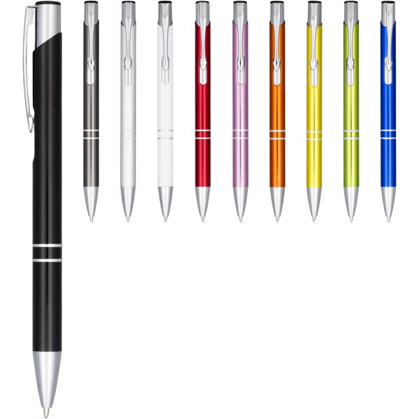 Moneta anodized aluminium click ballpoint pen (blue ink) - White