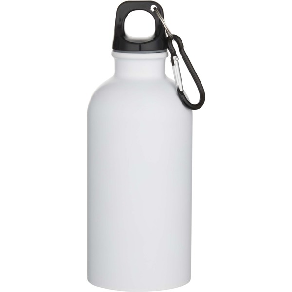 Oregon 400 ml matte RCS recycled single wall stainless steel water bottle with carabiner - White
