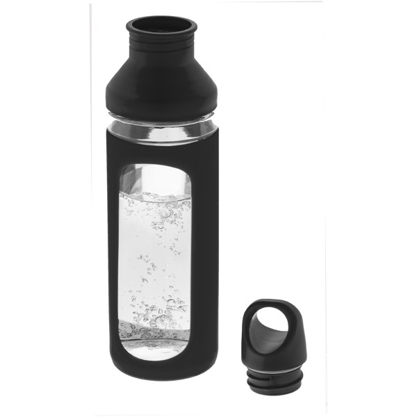 Hover 590 ml Glasflasche - schwarz / transparent