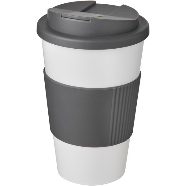Americano® vaso 350 ml con agarre y tapa antigoteo - Blanco / Gris