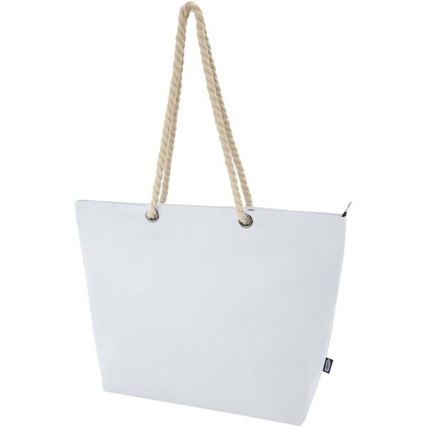 Panama GRS recycled beach cooler tote bag with cord handles 23L - White