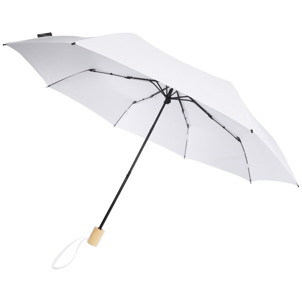 Paraguas plegable de 21" de PET reciclado resistente al viento "Birgit" - Blanco