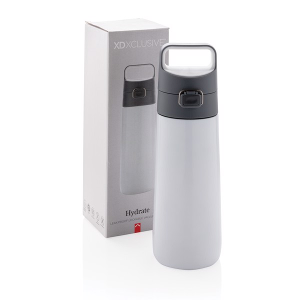 Hydrate leak proof lockable vacuum bottle - White