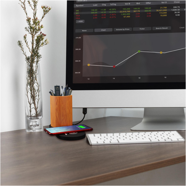 SCX.design W17 10W light-up logo wireless charging pad and bamboo pencil holder