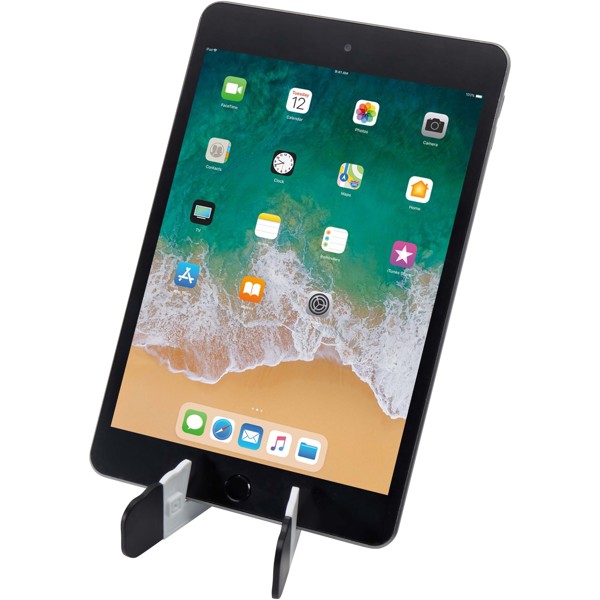 Buna recycled plastic foldable tablet and phone stand - White