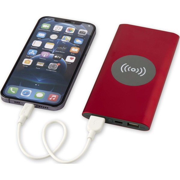 Juice 8000 mAh Type-C recycled aluminium wireless power bank - Red