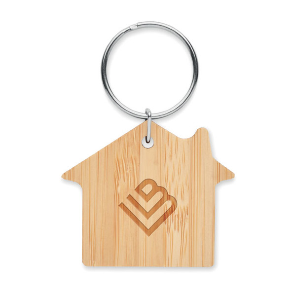 House shaped bamboo key ring Houseboo