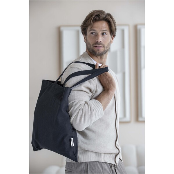 Madras 140 g/m2 GRS recycled cotton tote bag 7L - White