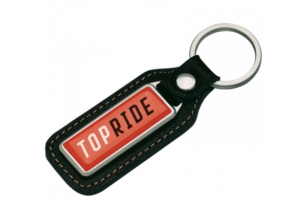 Keyring metal, real leather, Doming.