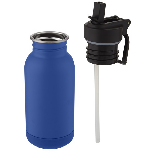 Lina 400 ml stainless steel sport bottle with straw and loop - Navy