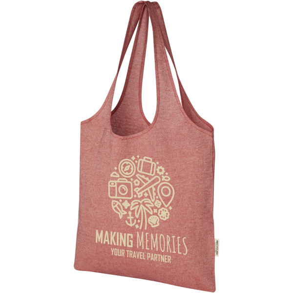 Pheebs 150 g/m² recycled cotton trendy tote bag 7L - Heather Red