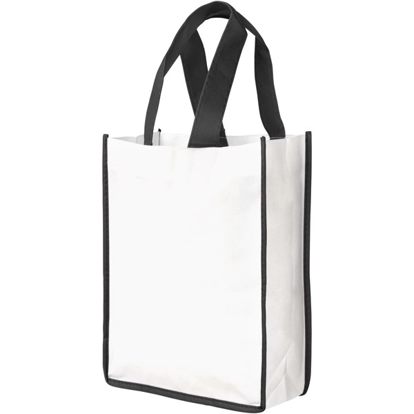 Bolsa Tote pequeña de compra contrastada no tejida “Contrast” - Blanco / Negro intenso