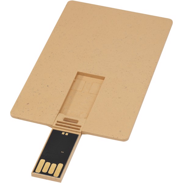 USB con forma de tarjeta de crédito rectangular biodegradable - Marrón Kraft / 16GB