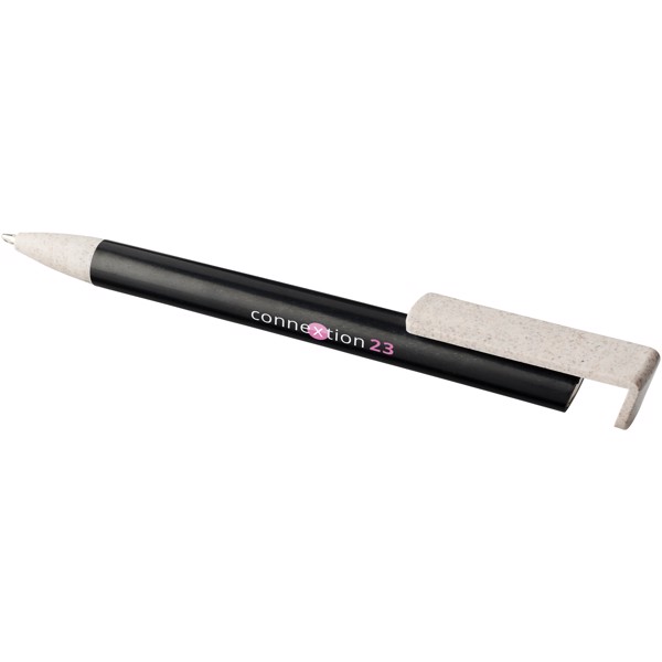 Medan wheat straw ballpoint pen and phone holder - Solid black